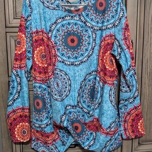 Mandala Print Long Sleeve Top